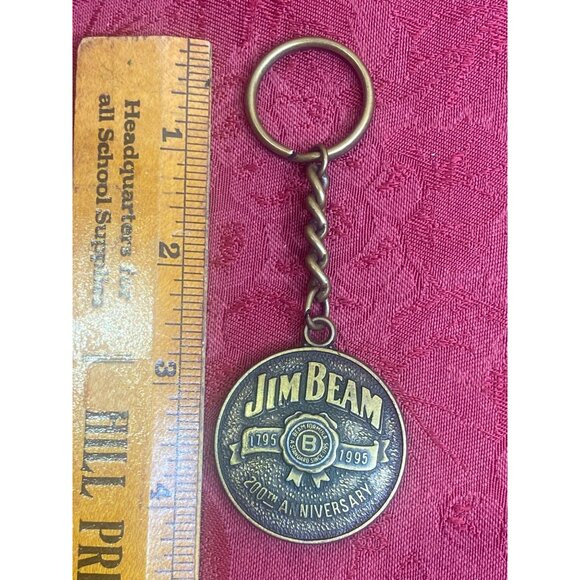 Vintage Jim Beam 200th Anniversary Keychain Fob Key Ring Brass - Picture 5 of 5